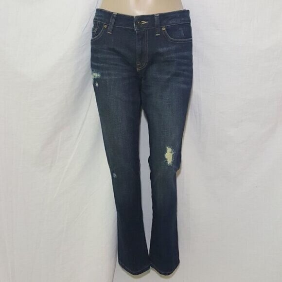 Tommy Hilfiger Distressed Boyfriend Jeans Sz 2 Dark Wash Relaxed Fit - Picture 2 of 8